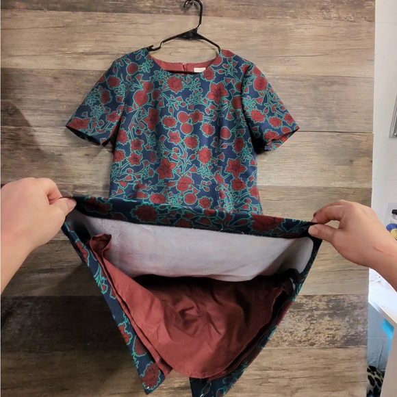 J. Crew Navy and Red Floral Midi Dress - Picture 8 of 12